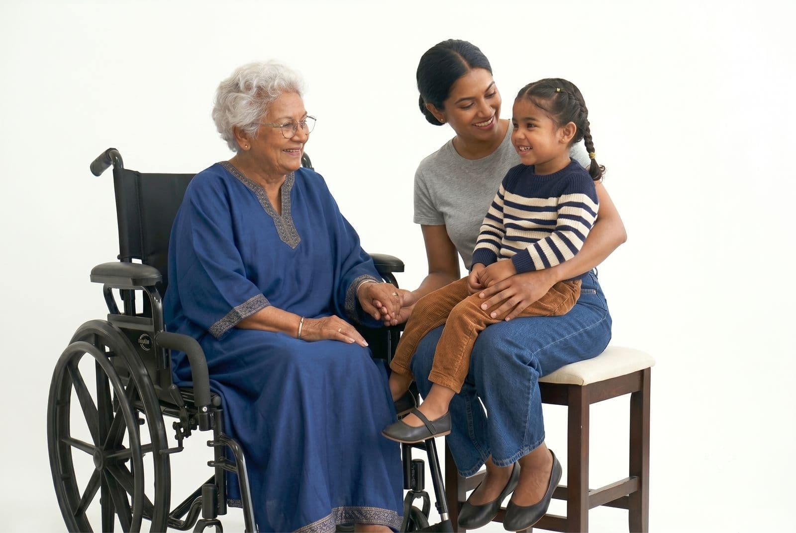 A family spending time with their loved one